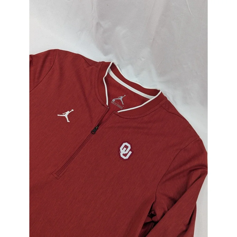 Jordan Nike Oklahoma Sooners Red Quarter Zip Long Sleeve Pullover NCAA Medium‎